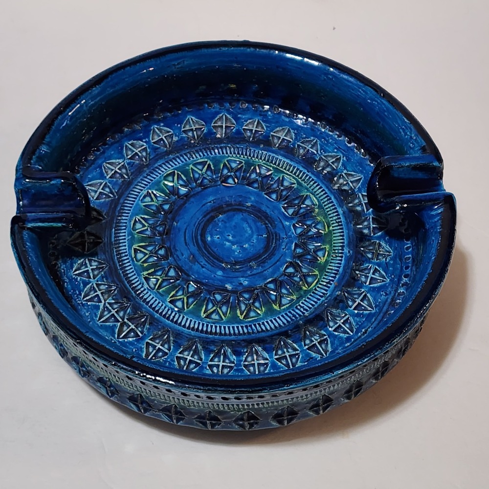 VINTAGE ALDO LONDI BITOSSI RAYMOR ITALY RIMINI BLUE X-LARGE 9.5 IN ASHTRAY DISH - Picture 3 of 15